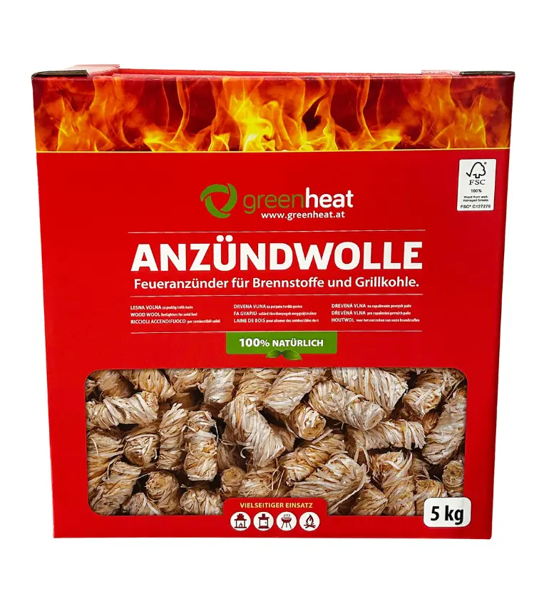 Vžigalna volna v kartonu 5 kg Greenheat